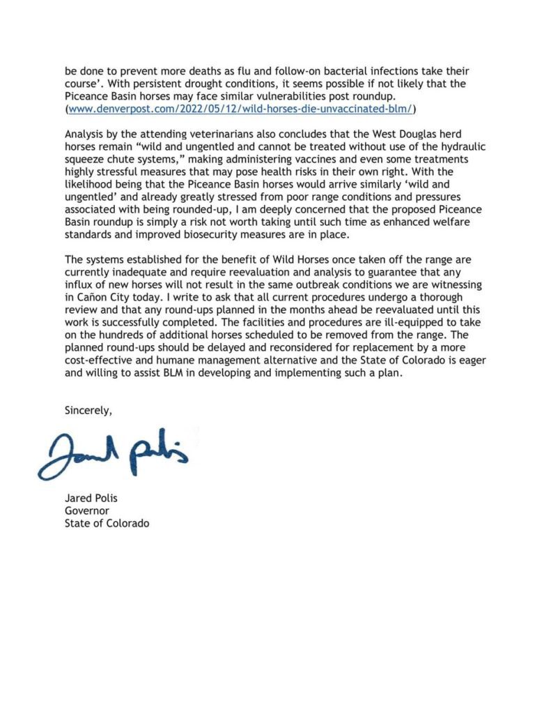 Letter to the BLM Sent by Governor Jared Polis Page 2